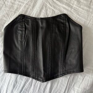 Edikted Faux Leather Black Corset Top